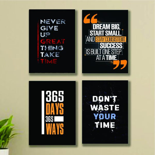4pcs Motivational Sticky Phototile Wall Frames For Home Decor (8x11inches)